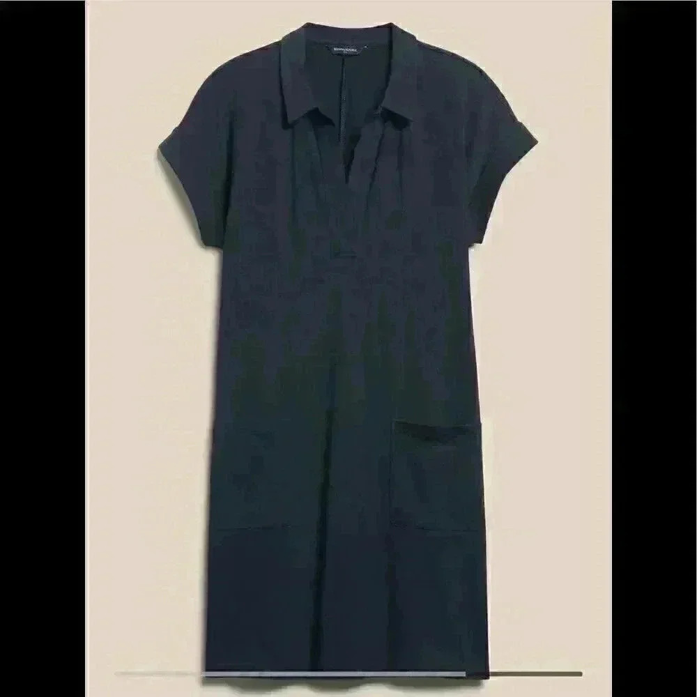 Banana Republic Navy Blue Short Sleeve Mini Dress